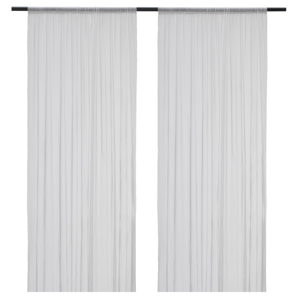 IKEA HILDRUN  (ИКЕА ХИЛДРУН)  -  Гардины, 2 шт. - белый в горошек 145х300 см