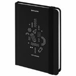 Записная книжка А6, 96л, обл. картон., Brauberg Elements, черный, на резинке