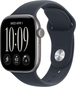 Apple Watch Series 12, 46 mm, GPS, Space Gray Aluminum, Navy Blue Sport Band, M/L