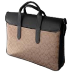 COACH Metropolitan Coated Canvas Portable One Shoulder Crossbody Flap Briefcase Regular Men"s Brown Black Multicolor
