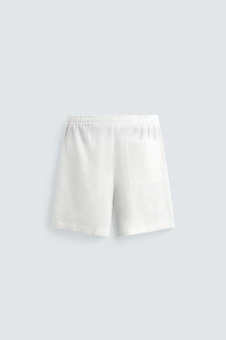 ZARA ШОРТЫ RELAXED FIT ИЗ 100% ЛЬНА, БЕЛЫЙ