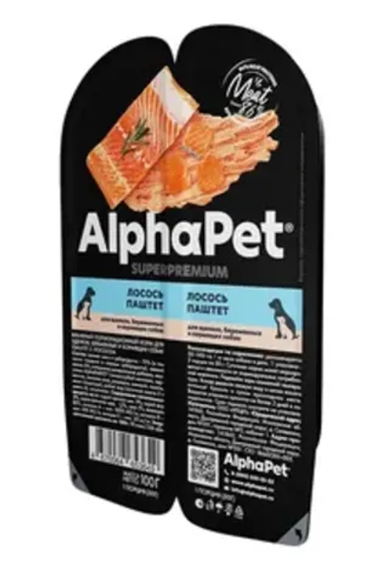 ALPHA PET Влажный корм для щенков паштет из лосося в блистере 0,1 кг