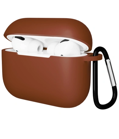 Чехол для Airpods Pro Gurdini прорезиненный soft touch c карабином Коричневый