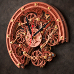 Часы Automaton Bite 1682 на тёмном фактурном фоне, коричнево-медный стимпанк-дизайн с зеркальными и металлическими деталями