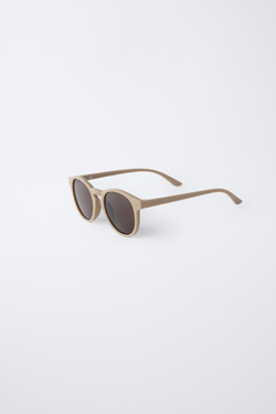 ZARA СОЛНЦЕЗАЩИТНЫЕ ОЧКИ В ТОНКОЙ ПЛАСТИКОВОЙ ОПРАВЕ, БЕЖЕВЫЙ