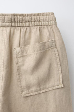 ZARA ШОРТЫ ИЗ СТРУЯЩЕГОСЯ ЛЬНА, ПЕСОЧНЫЙ