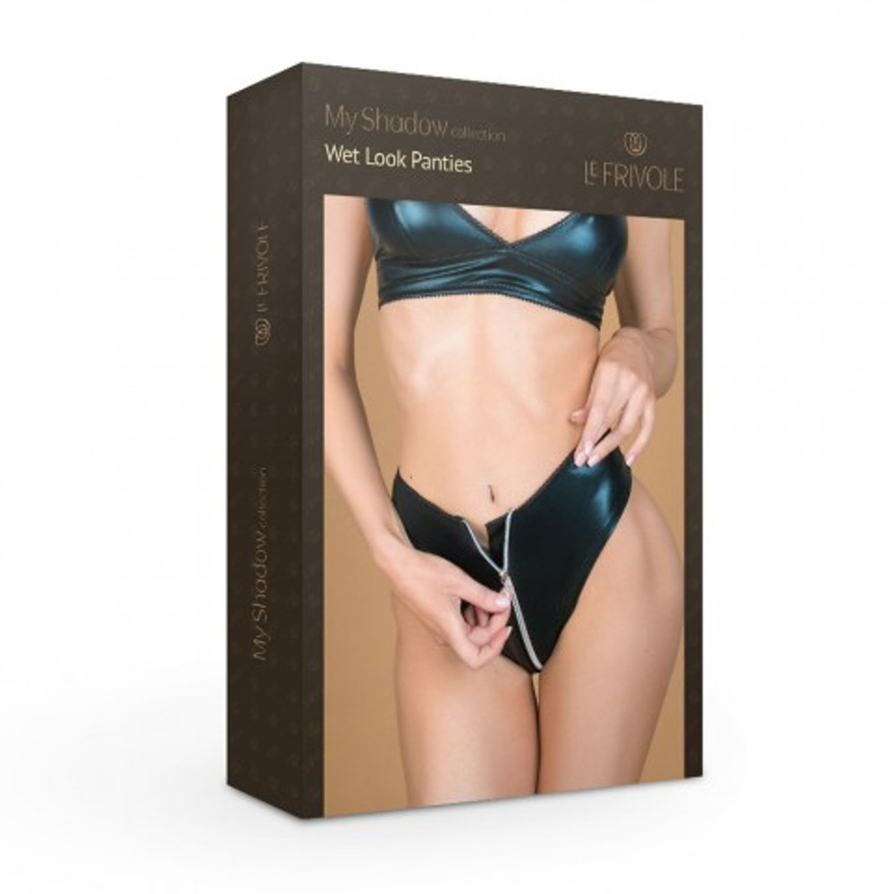 Трусики wet look Le Frivole My Shadow с двусторонней молнией, L-XL