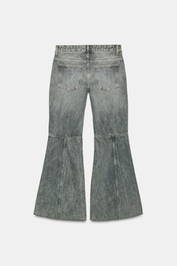 ZARA ДЖИНСЫ SUPER FLARE С ЗАНИЖЕННОЙ ТАЛИЕЙ, СЕРО-СИНИЙ