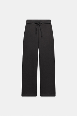 ZARA БРЮКИ ИЗ МЯГКОЙ ТКАНИ НА ШНУРКЕ, АНТРАЦИТОВО-СЕРЫЙ