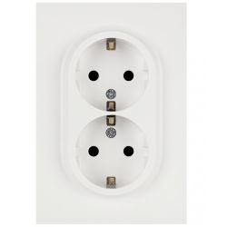 Розетка ЭРА Arktik 16-2105-08 двойная с заземлением 2X2P+E Schuko со шторками 16А-250В белый матовый | Эра Arktik
