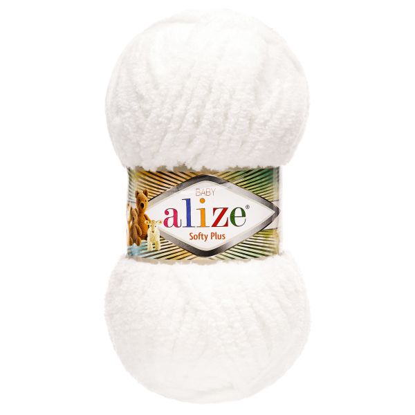 Пряжа Alize (Ализе) Softy Plus / уп.5 мот. по 100 г, 120м, 055 белый A