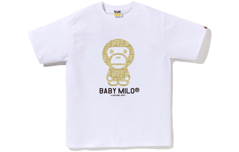A Bathing Ape Logo Monogram Baby Milo Tee белый желтый