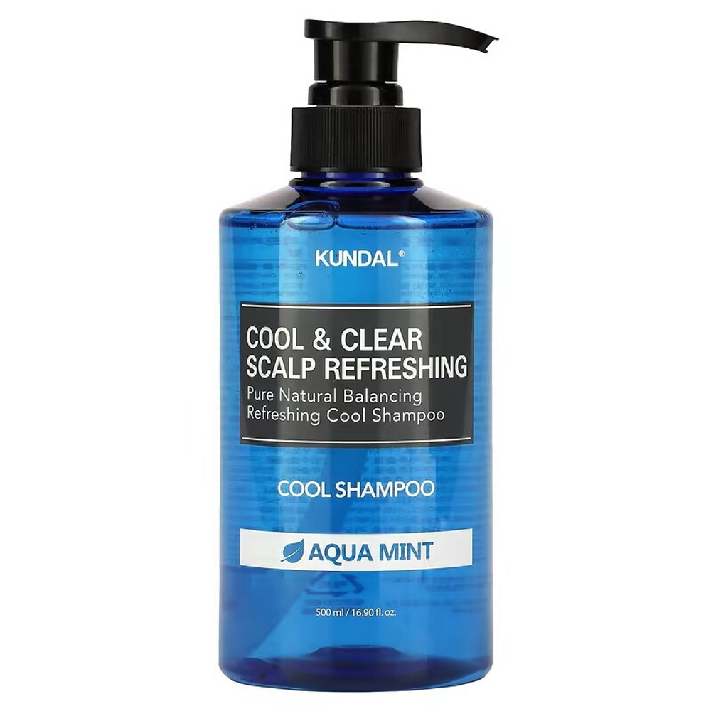 Охлаждающий шампунь для жирной кожи головы Kundal Cool & Clear Scalp Refreshing Cool Shampoo Aqua Mint, 500ml
