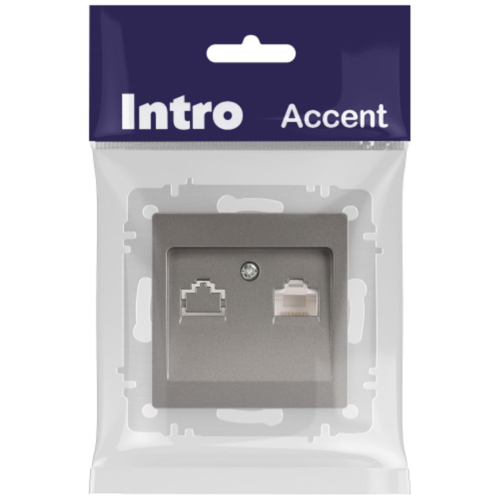 Розетка Intro Accent 6-303-09 информационная RJ45 IP20 СУ титан | Intro