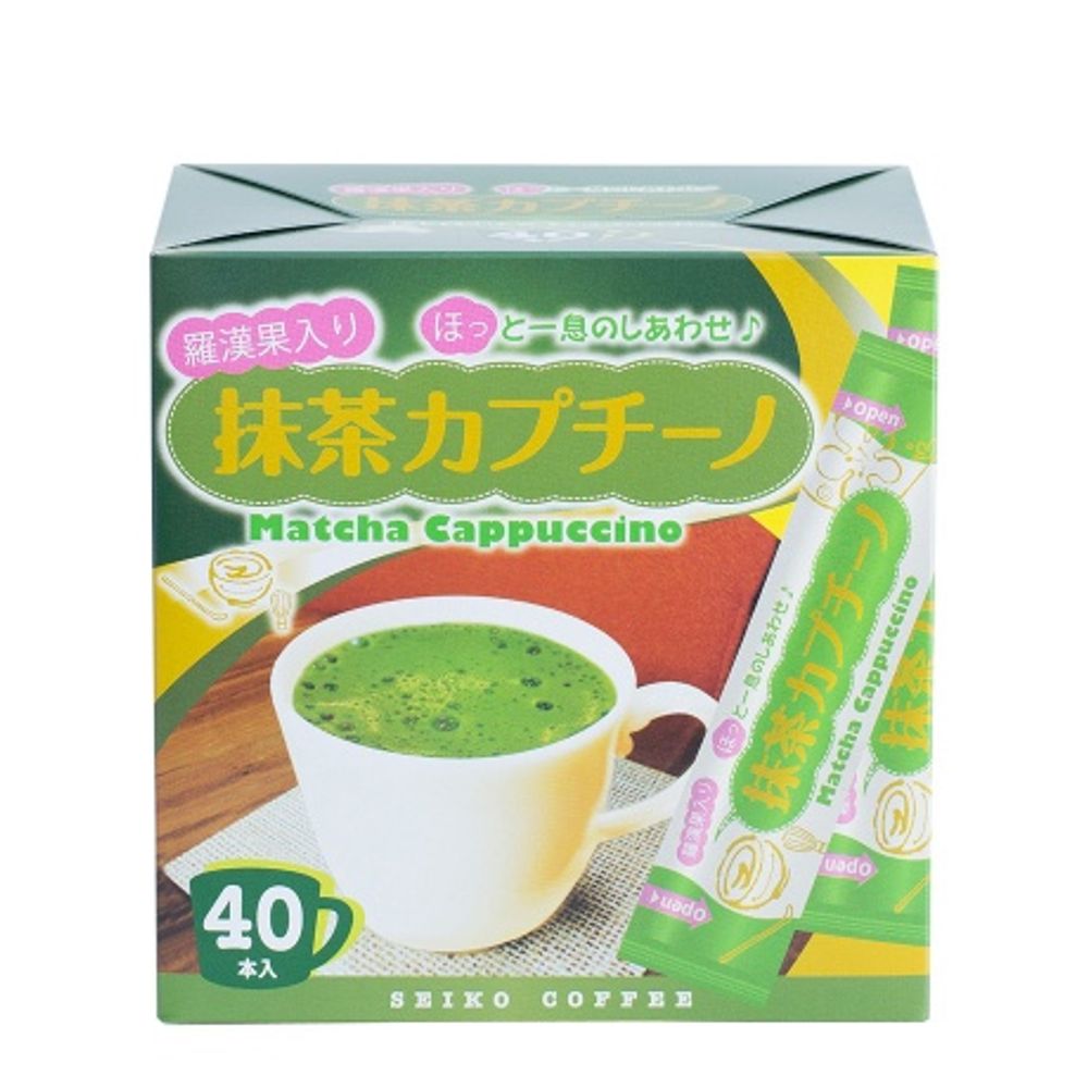 Чай растворимый Seiko Coffee зелёный матча капучино с монах-фруктом (40 шт/уп) к/к 480г