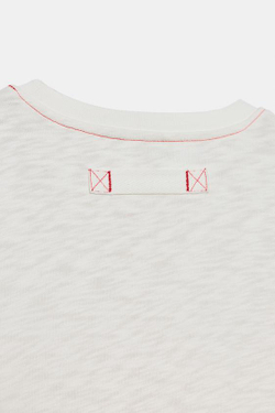 ZARA ФУТБОЛКА С КОНТРАСТНЫМИ ШВАМИ, ЖЕЛТОВАТО-БЕЛЫЙ