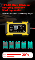 Устройство зарядное для аккумулятора (Pb / AGM / LiFePo4)12V 8A RJTianye желтое