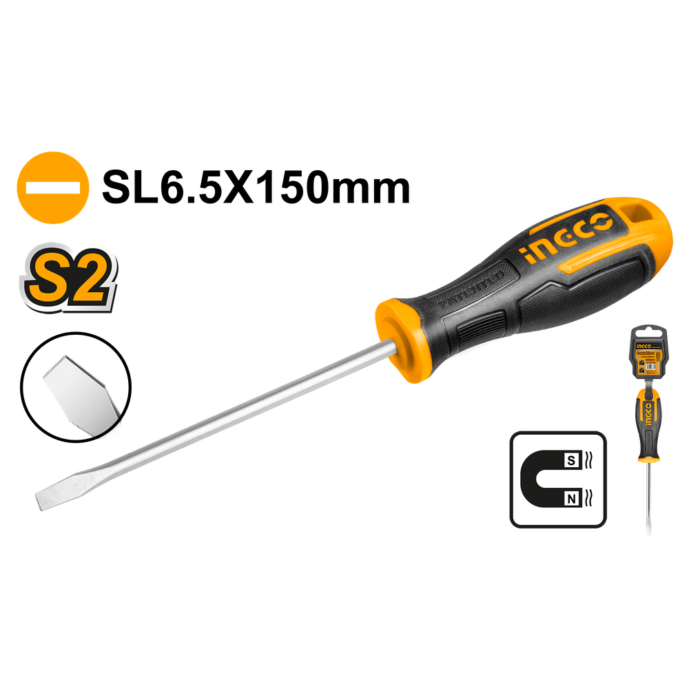 Отвертка шлицевая INGCO HS686150 INDUSTRIAL SL6,5x150 мм Отвертка шлицевая INGCO HS686150 INDUSTRIAL SL6,5x150 мм