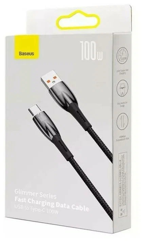 Usb Кабель-зарядка TYPE-C Baseus Glimmer Series 100W 1м CADH000401 чёрный