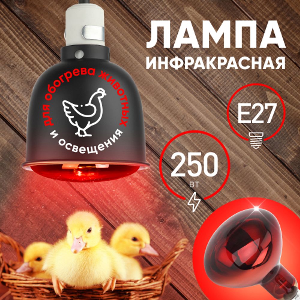 Термоизлучатель инфракрасный зеркальный ЭРА ИКЗК 220-250 R127 для обогрева животных и освещения 250 Вт Е27 1 шт | Инфракрасные лампы