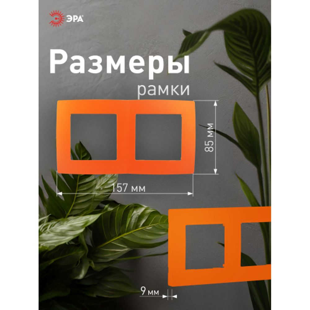 12-5002-22 ЭРА Рамка на 2 поста, Эра12, оранжевый | Эра 12