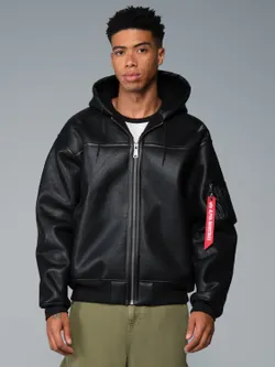 Куртка утепленная мужская ALPHA INDUSTRIES MA-1 HOODED RELAXED FIT FLIGHT JACKET (FAUX LTHR)