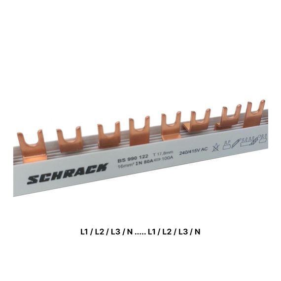 Шина соединительная вилочная 4 полюса, 16мм.кв., 1м. Schrack Technik BS990122