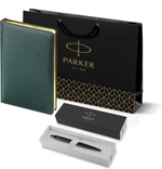 Подарочный набор: Шариковая ручка Parker  Jotter XL SE20 Monochrome в подарочной упаковке, цвет: Black, стержень: Mblue и Ежедневник зеленый недатиров
