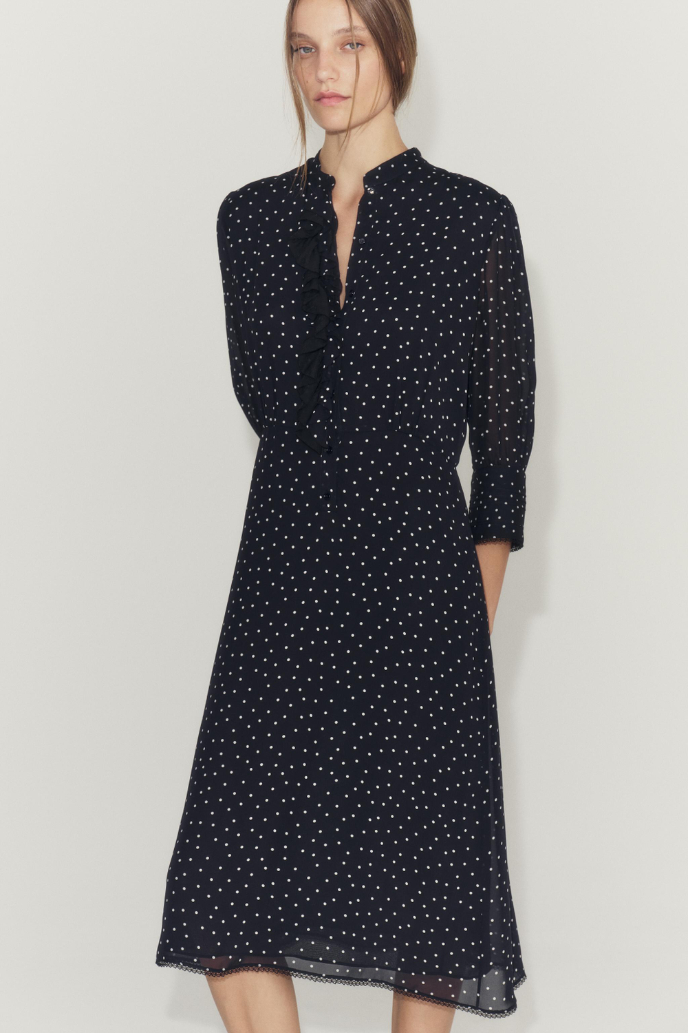 ПЛАТЬЕ В ГОРОШЕК С ВОЛАНАМИ — ZW COLLECTION — ZARA