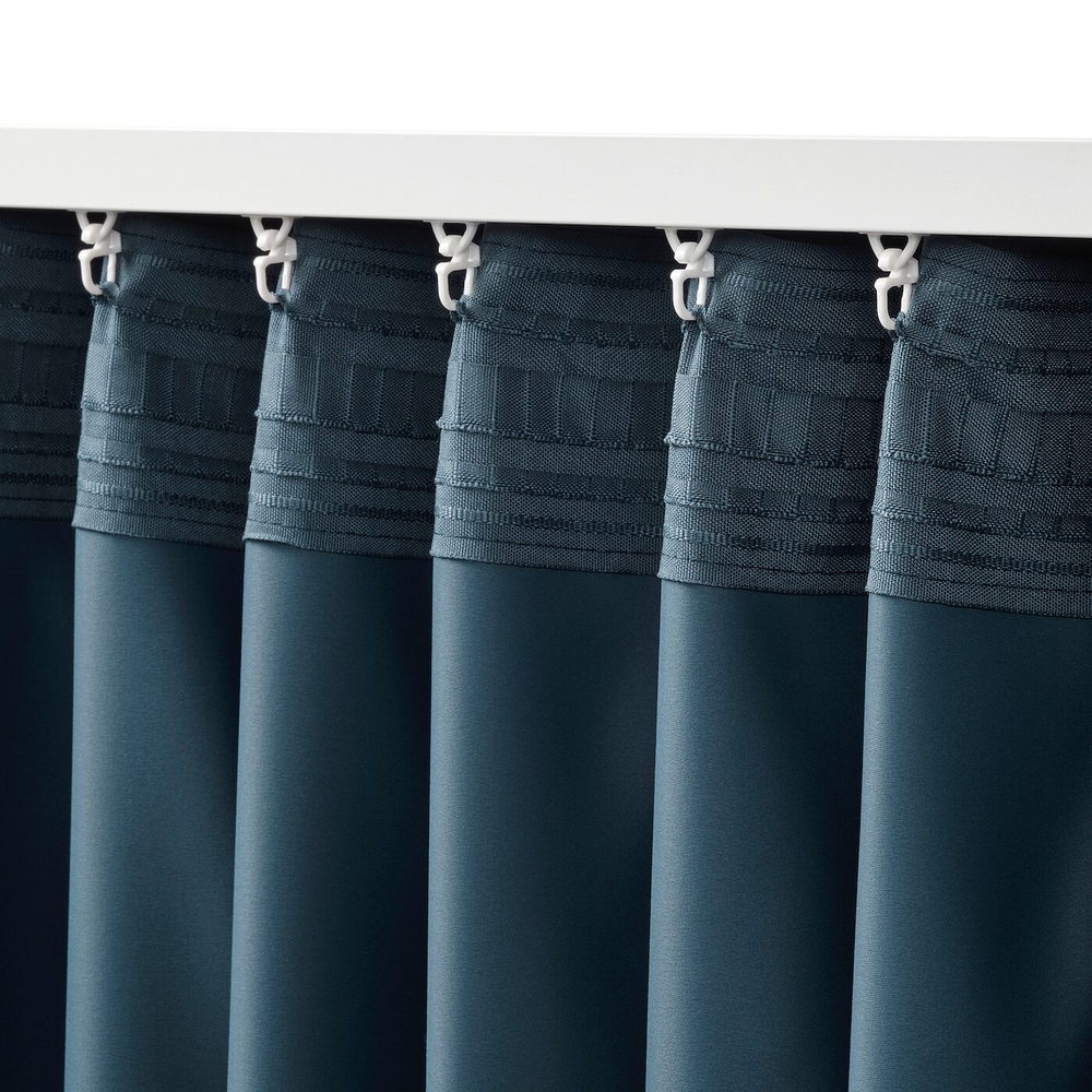IKEA BLÅHUVA  (ИКЕА БЛÅХУВА)  -  Шторы блэкаут, пара, темно-синий, 145x300 см