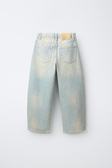 ZARA ДЖИНСЫ BARREL С ЗАКЛЕПКАМИ, СИНИЙ