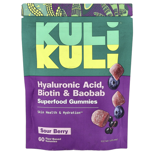 Kuli Kuli, жевательные таблетки с суперфудами, кислый ягодный вкус, 60 растительных жевательных таблеток