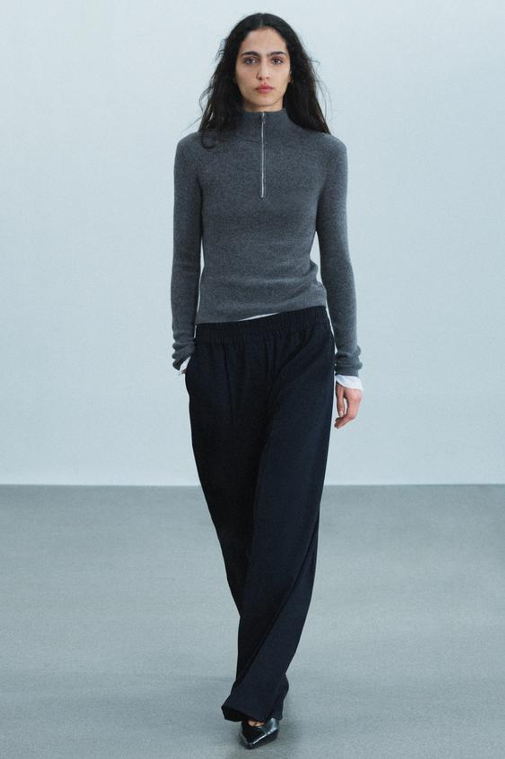 ZARA ШИРОКИЕ БРЮКИ ИЗ ШЕРСТИ — ZW COLLECTION, МОРСКОЙ СИНИЙ