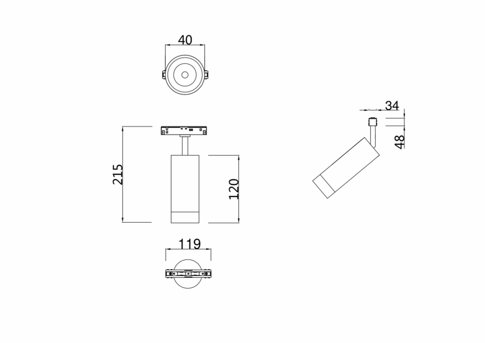 Трековый светильник Technical TR019-2-7W4K-MG