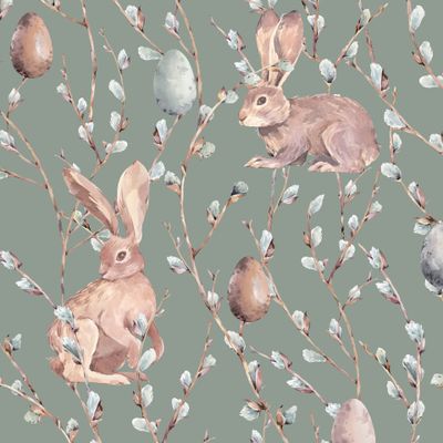Rabbits and eggs green
