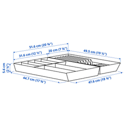 IKEA UPPDATERA  (ИКЕА УППДАТЕРА)  -  Лоток для столовых приборов с отделением для ножей - светлый бамбук 52x50 см