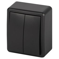 Выключатель ЭРА Эксперт 11-1204-05 двойной IP20 10АХ-250В ОУ антрацит | Эра Эксперт