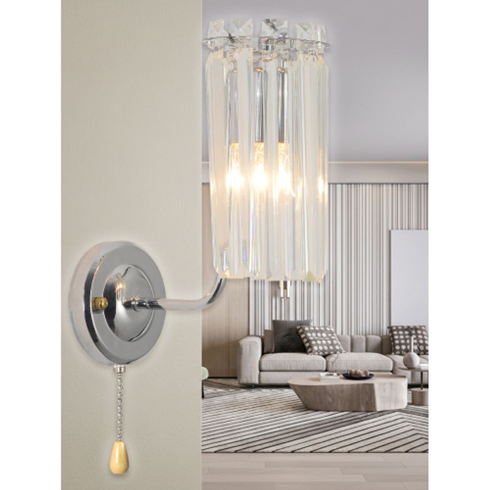 Бра светильник Rivoli Ifa 1063-401 настенный 1хЕ14 40 Вт хрусталь с выключателем | Rivoli