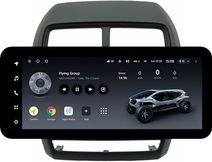 Магнитола для Mitsubishi ASX 2017+ (рамка 9) - Teyes LUX ONE ROUND монитор 12.3" 2K QLED на Android 10, Быстрая, CarPlay, 4G SIM-слот