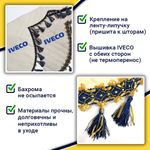 Ламбрекен с косынками стеганые Iveco (экокожа, бежевый, синие кисточки)