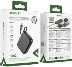 УМБ Acefast M15 10000 mAh QC3.0/PD20W USB-C Оборудование с Type-C cable Black