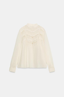 ZARA БЛУЗА В РОМАНТИЧЕСКОМ СТИЛЕ С ЦВЕТОЧНОЙ ВЫШИВКОЙ, ЭКРЮ