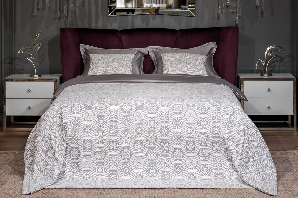 Покрывало 240x260 Garda Decor Ажур серое