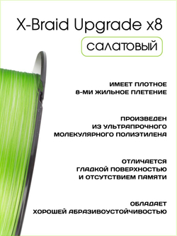 Плетёный шнур для рыбалки YGK X-BRADE X8 Upgrade 200 м, 0.148 мм - 0.8 РЕ - 16 lb - 7.3 кг