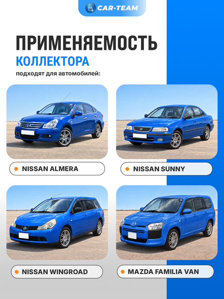 Вставка вместо штатного катализатора Nissan Sunny, Wingroad, Almera "Stinger" 4-1 с объемом двигателя (QG18, QG15, QG13)