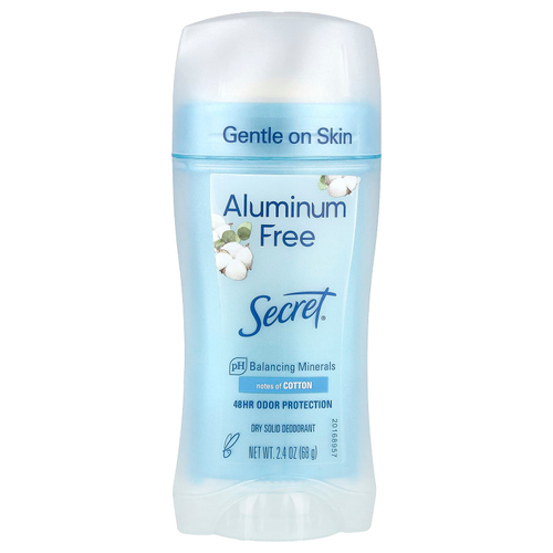 Secret, дезодорант без алюминия, с ароматом хлопка, 68 г (2,4 унции)
