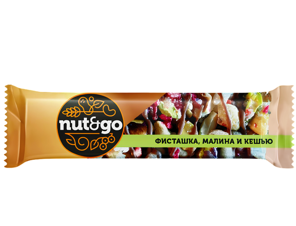 Батончик NUT&GO фисташка, кешью и малина 28г