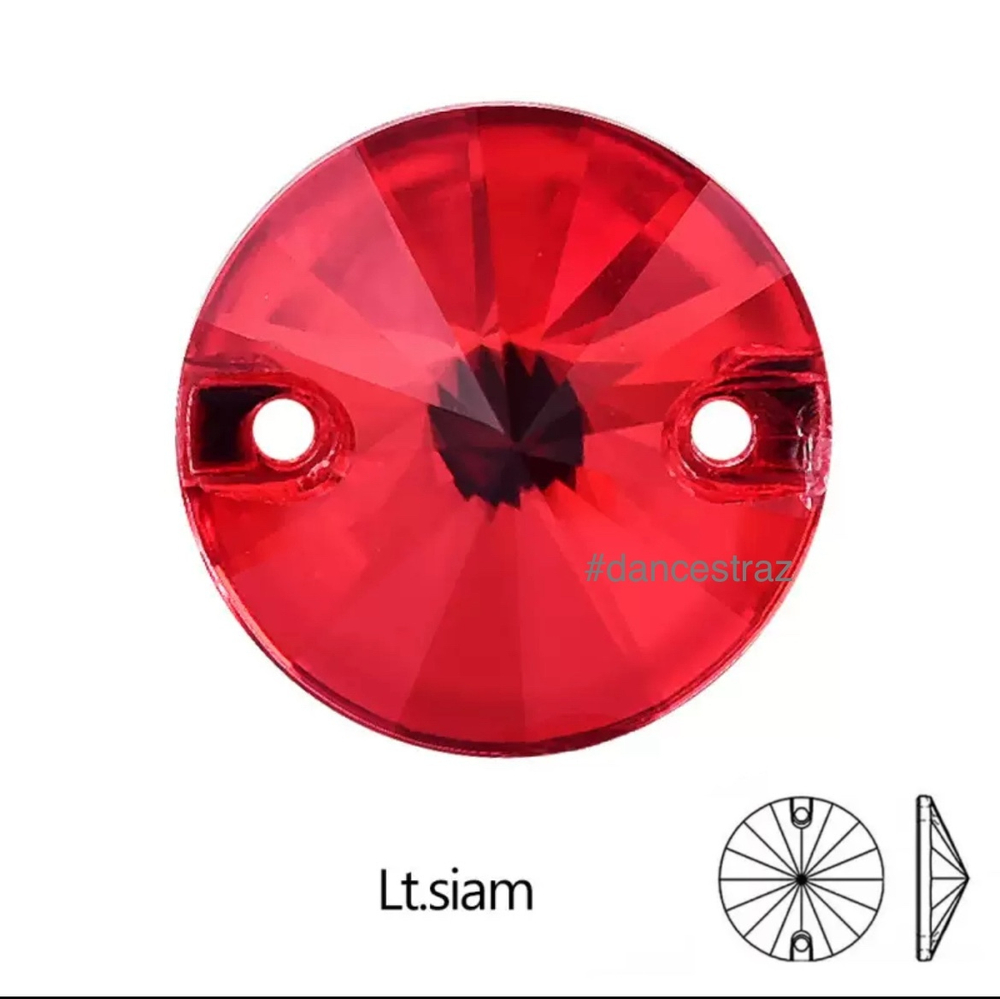 Стразы пришивные, Rivoli, Light Siam, 227, 12mm, (28 ea/pkg), 5A+, (F2)