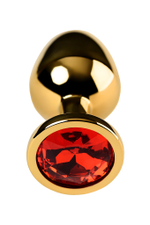 Анальная втулка с кристаллом Medium Gold красный 8 см