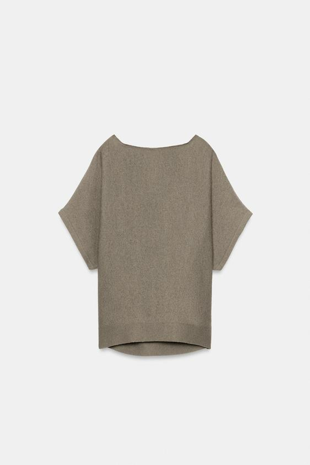 ZARA ТРИКОТАЖНЫЙ ТОП С ДРАПИРОВАННЫМ ВЫРЕЗОМ НА СПИНКЕ, СЕРО-КОРИЧНЕВЫЙ